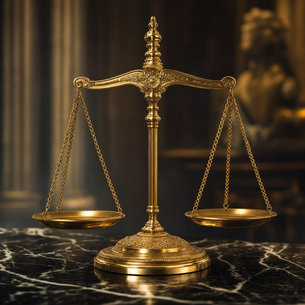 Estátua da Justiça no escritório Cardoso & Pacheco