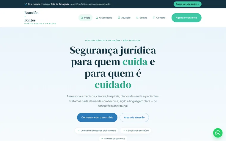 Modelo de site para direito médico e da saúde