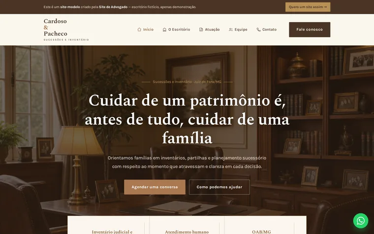 Modelo de site para sucessões e inventário