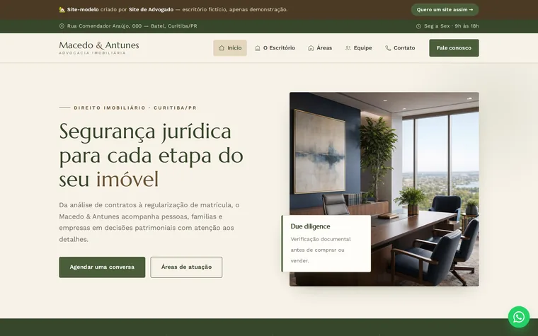 Modelo de site para advocacia imobiliária