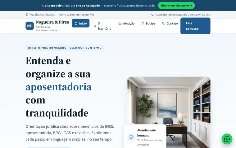 Modelo de site para advocacia previdenciária