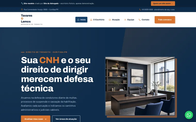Modelo de site para advocacia de trânsito