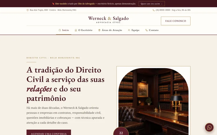 Modelo de site para advocacia cível